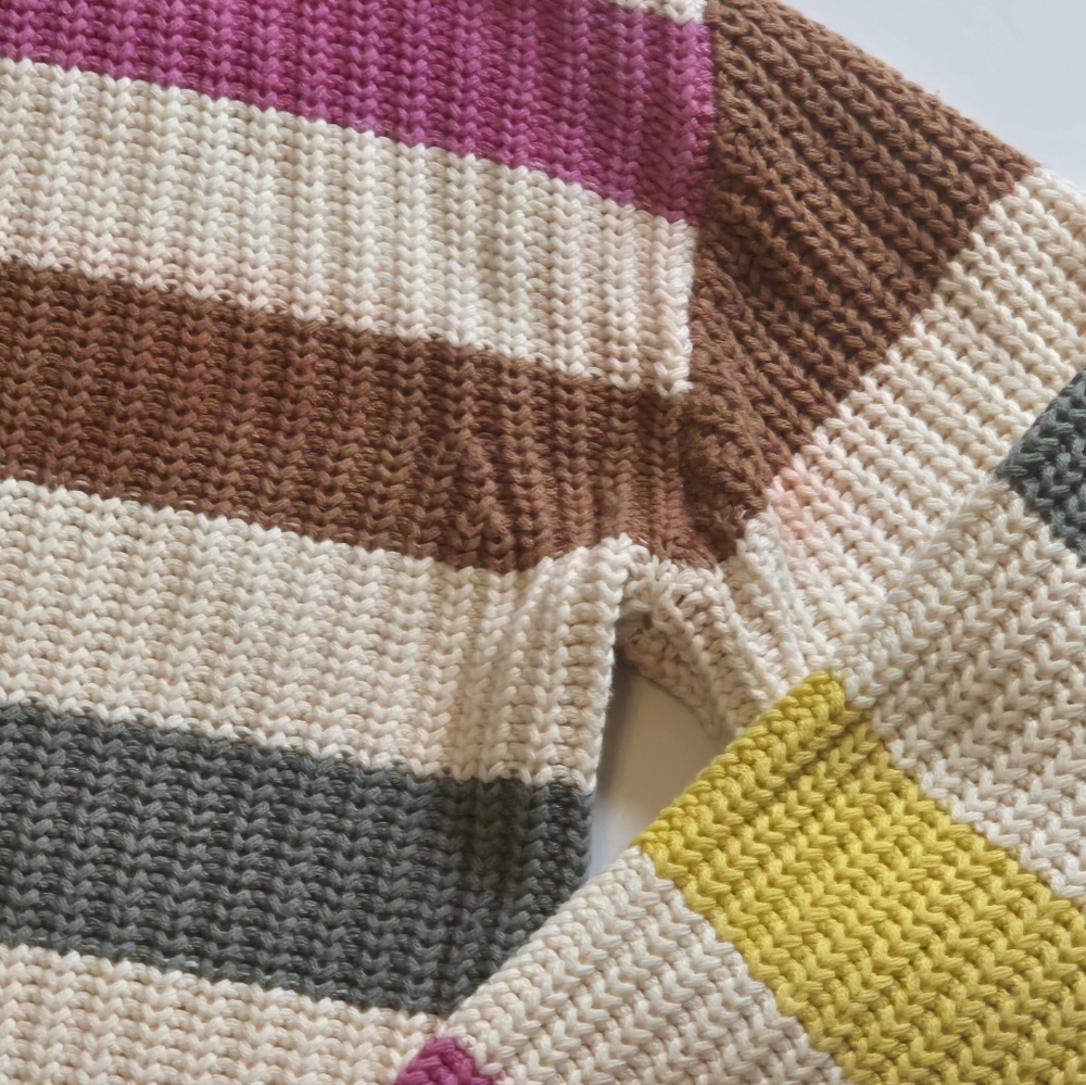 Free Assembly Women's Multicolor Striped Half-Zip Ribbed Sweater Size M – Retro - Picture 6 of 9